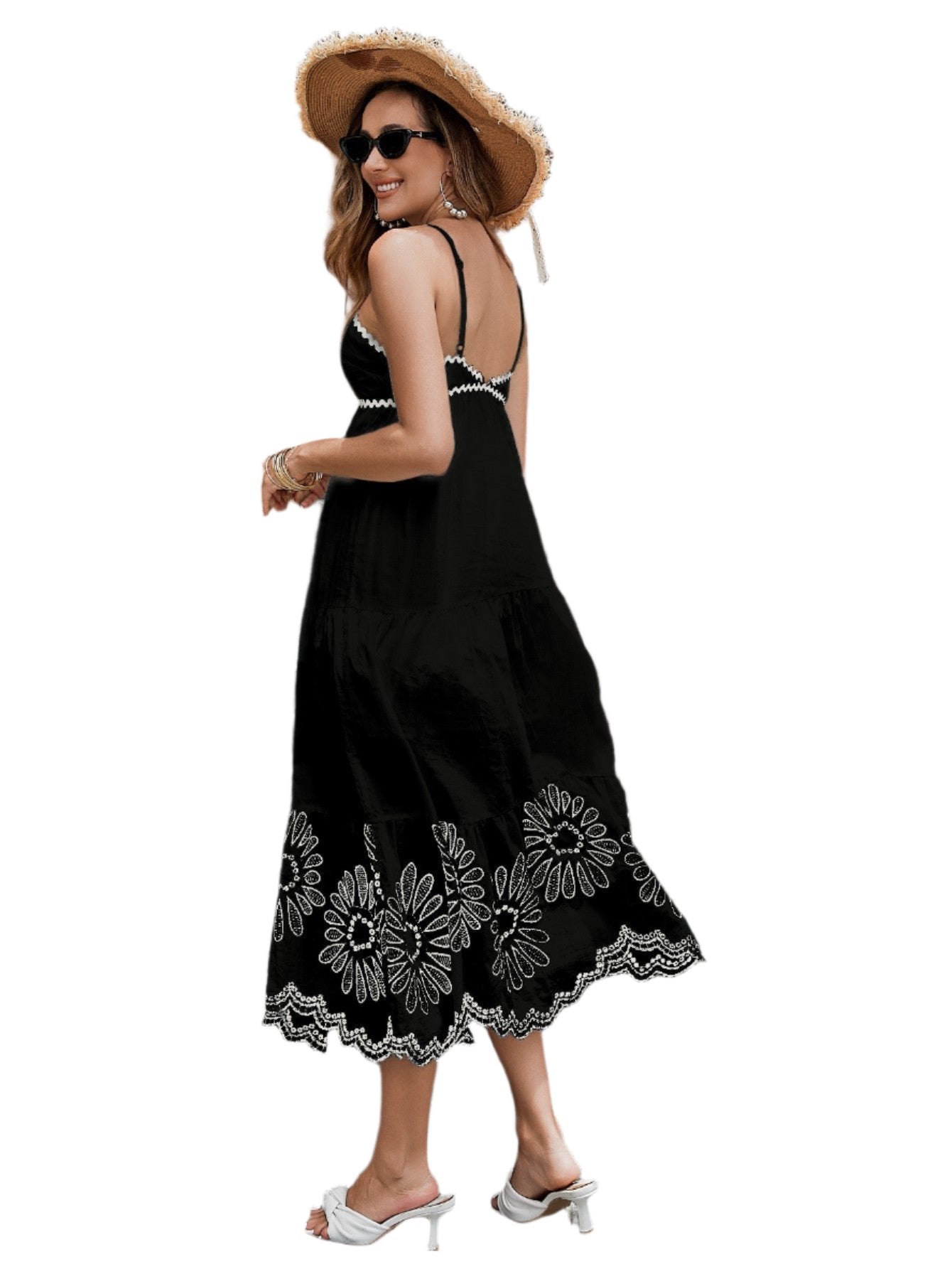 Women's Cotton Embroidered Midi Dress