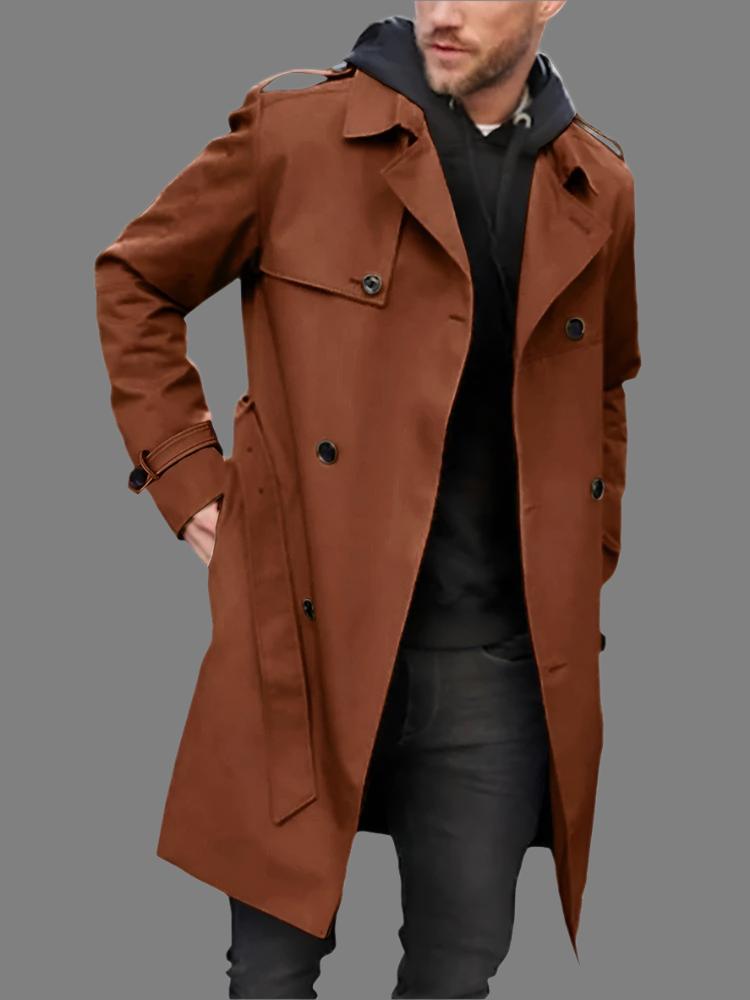 Men's Double-breasted Long-sleeved Lapel Cooked Coat