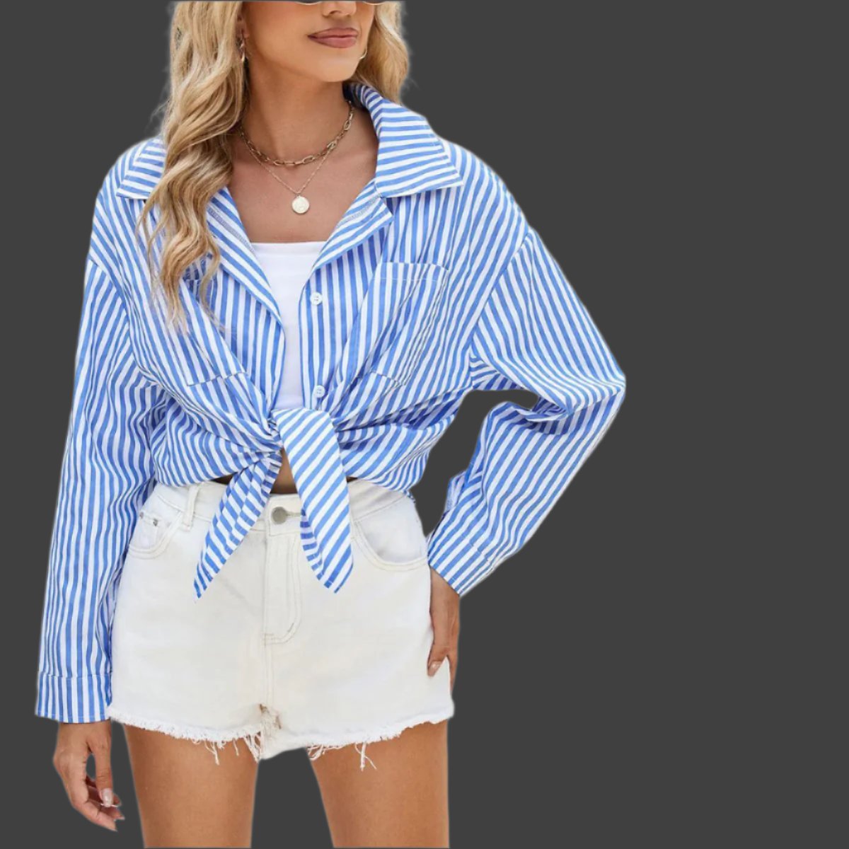 Striped Long Sleeve Shirt With Pockets