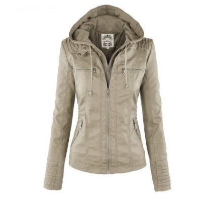 Detachable Hooded Leather Jacket