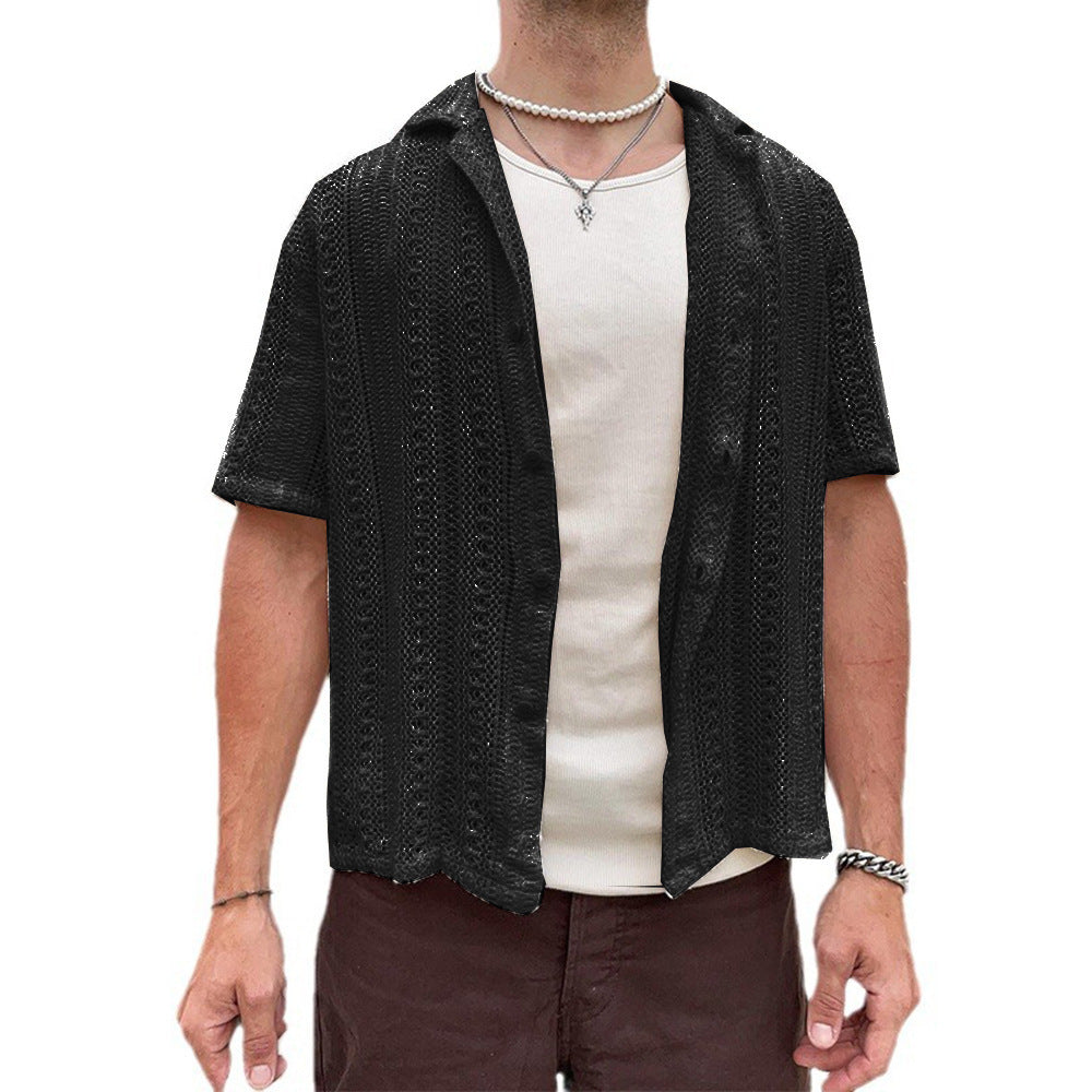 knitted cardigan Hollow Short Sleeve