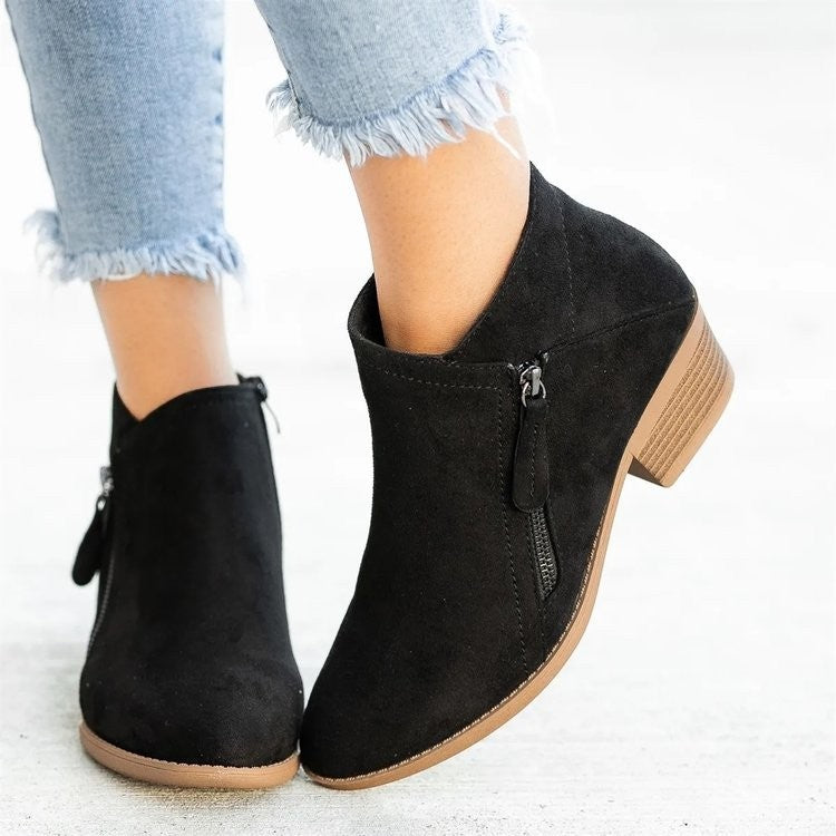 Winter Boots Suede Fashion Women's Shallow Mouth Pointed Nude Boots