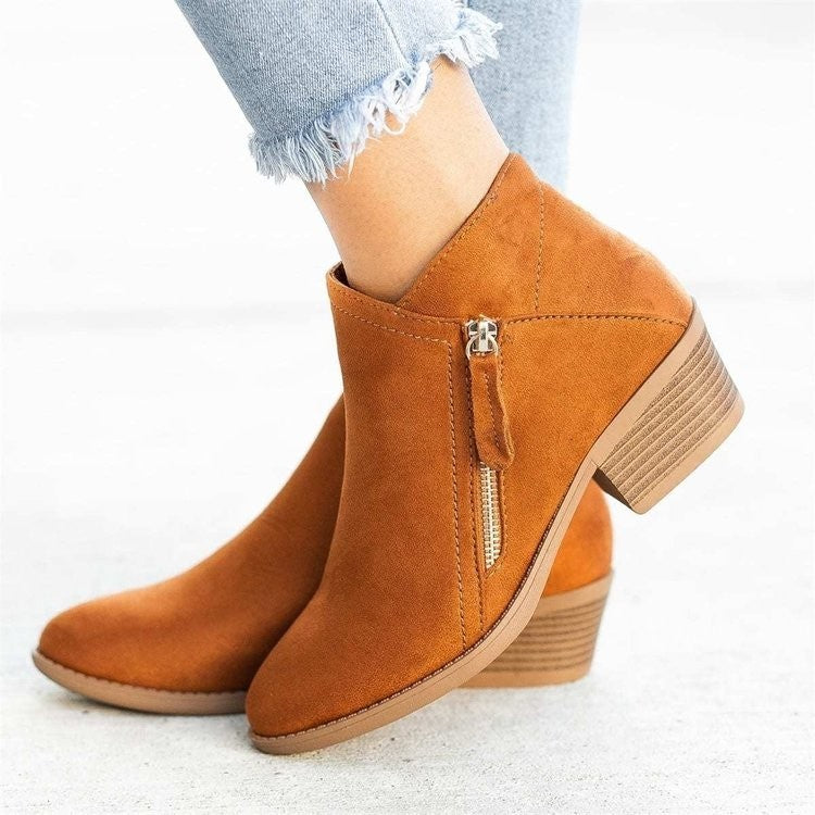 Winter Boots Suede Fashion Women's Shallow Mouth Pointed Nude Boots