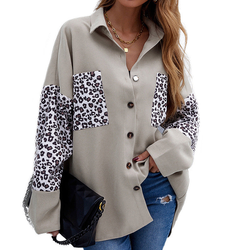 Leopard Print Long-sleeved Cardigan Shirt Women