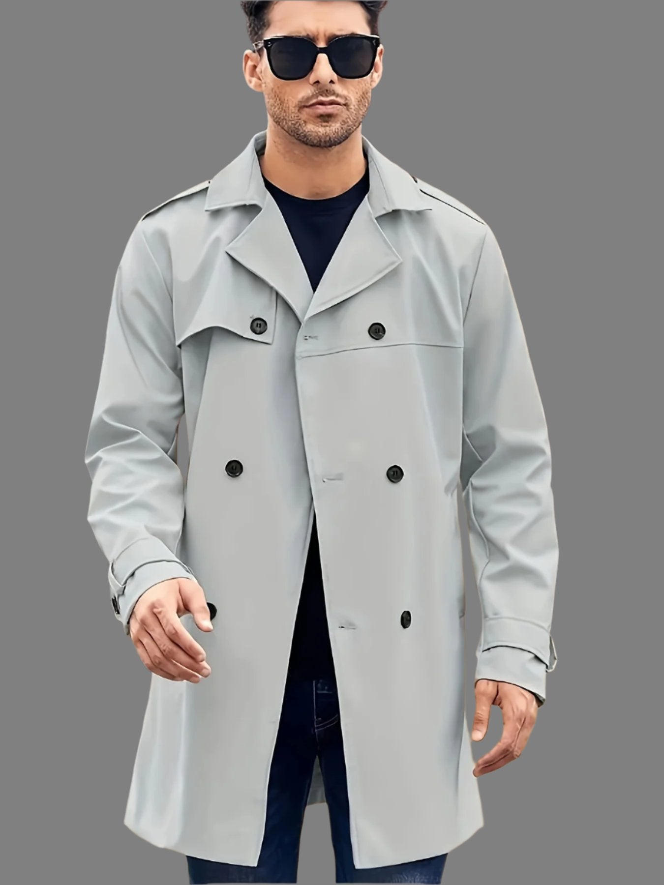 Men's Double-breasted Long-sleeved Lapel Cooked Coat