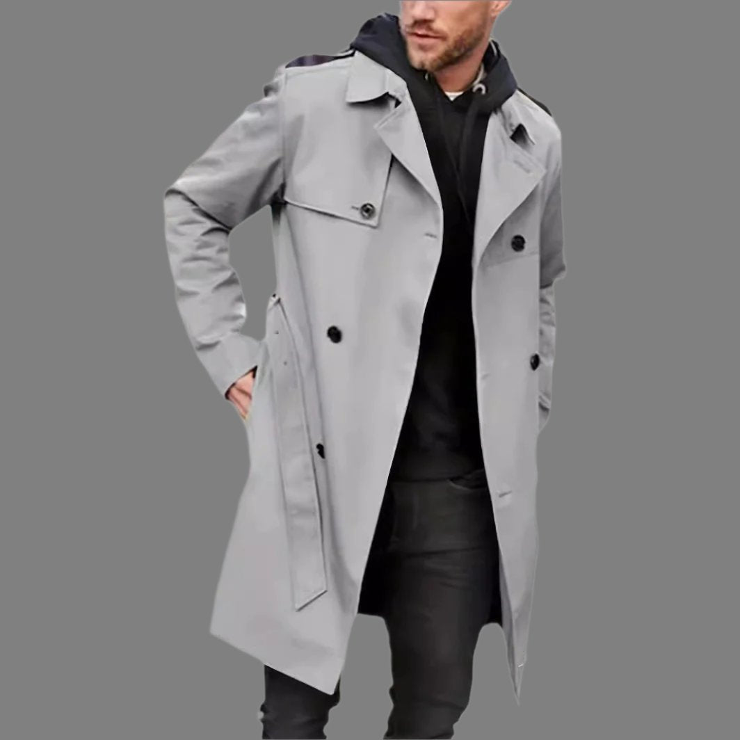 Men's Double-breasted Long-sleeved Lapel Cooked Coat