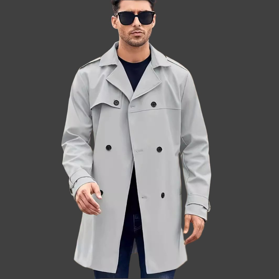 Men's Double-breasted Long-sleeved Lapel Cooked Coat