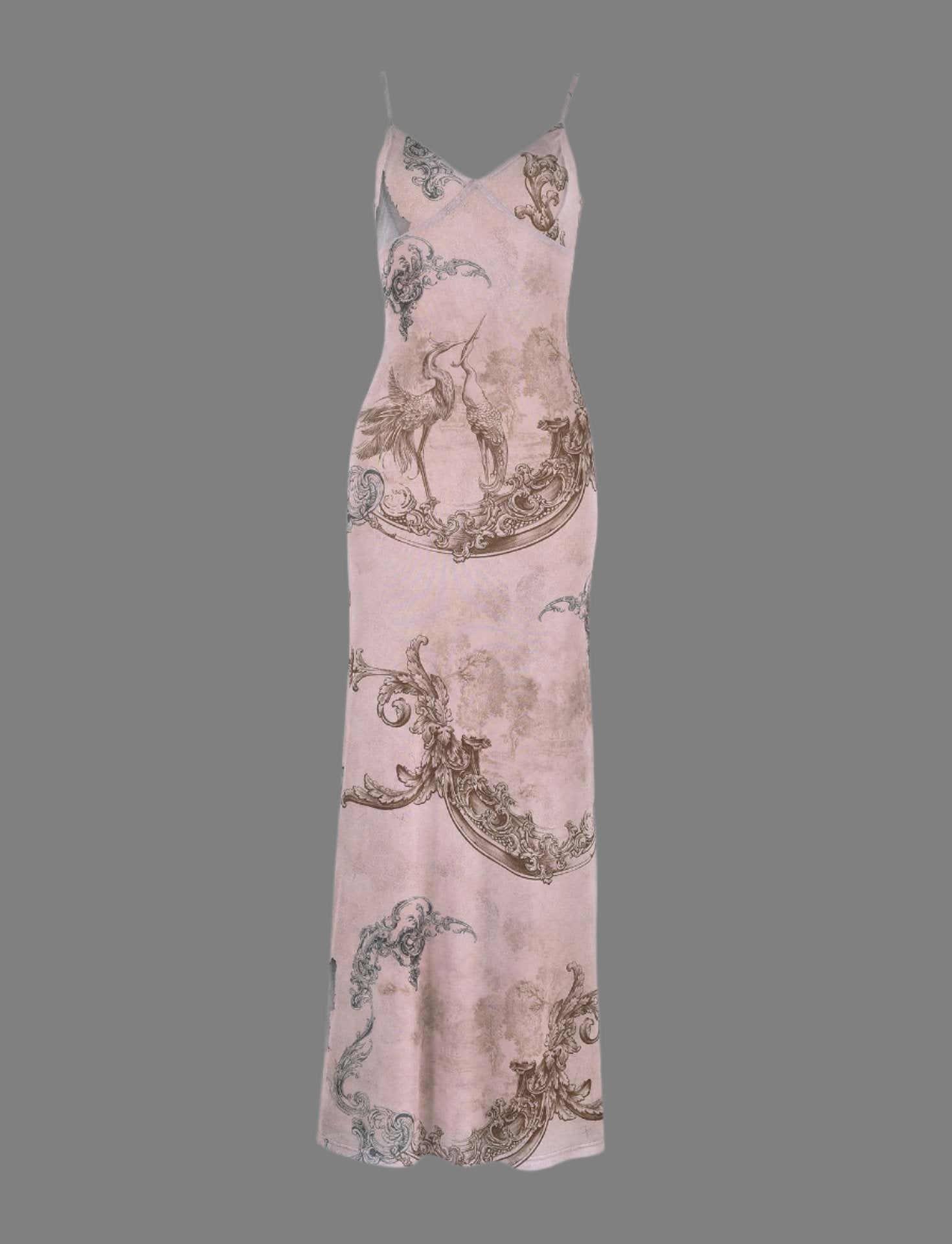 Slim Flowers Printing Slip long Dress