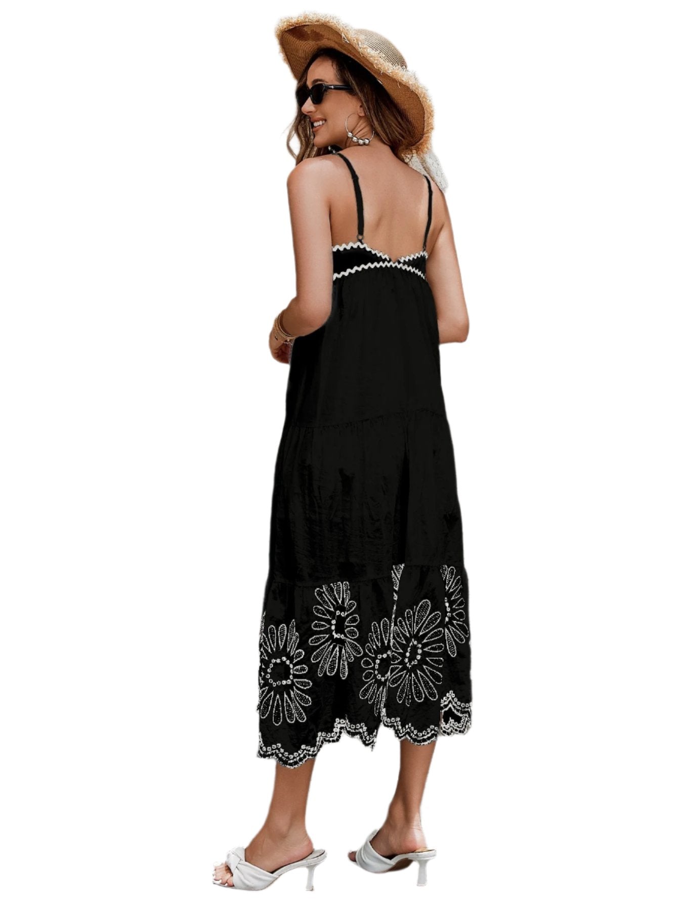 Women's Cotton Embroidered Midi Dress