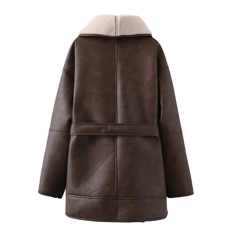 Double-Breasted Mid-Length Coat - Women's Loose Fashion