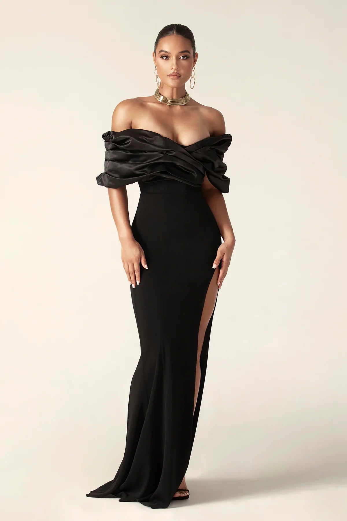 Women's Off-shoulder Split Ruffle Hip Dress