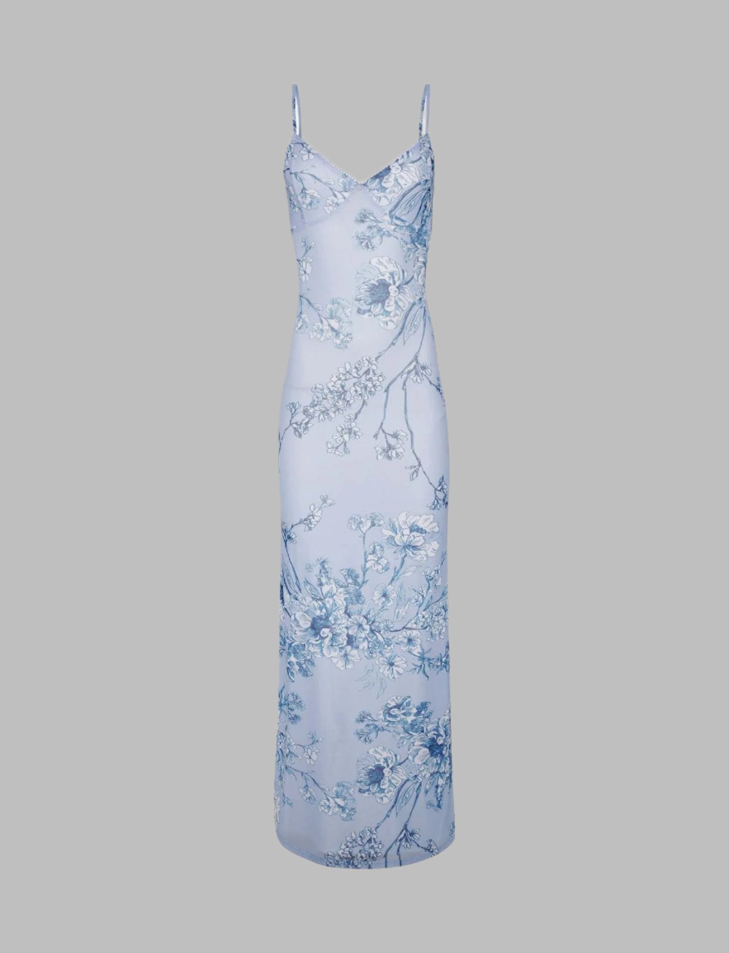 Slim Flowers Printing Slip long Dress