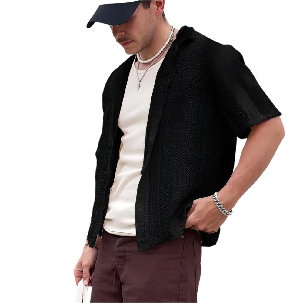 knitted cardigan Hollow Short Sleeve