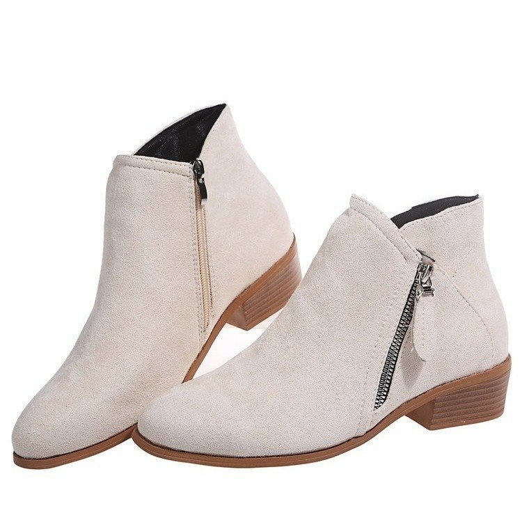 Winter Boots Suede Fashion Women's Shallow Mouth Pointed Nude Boots