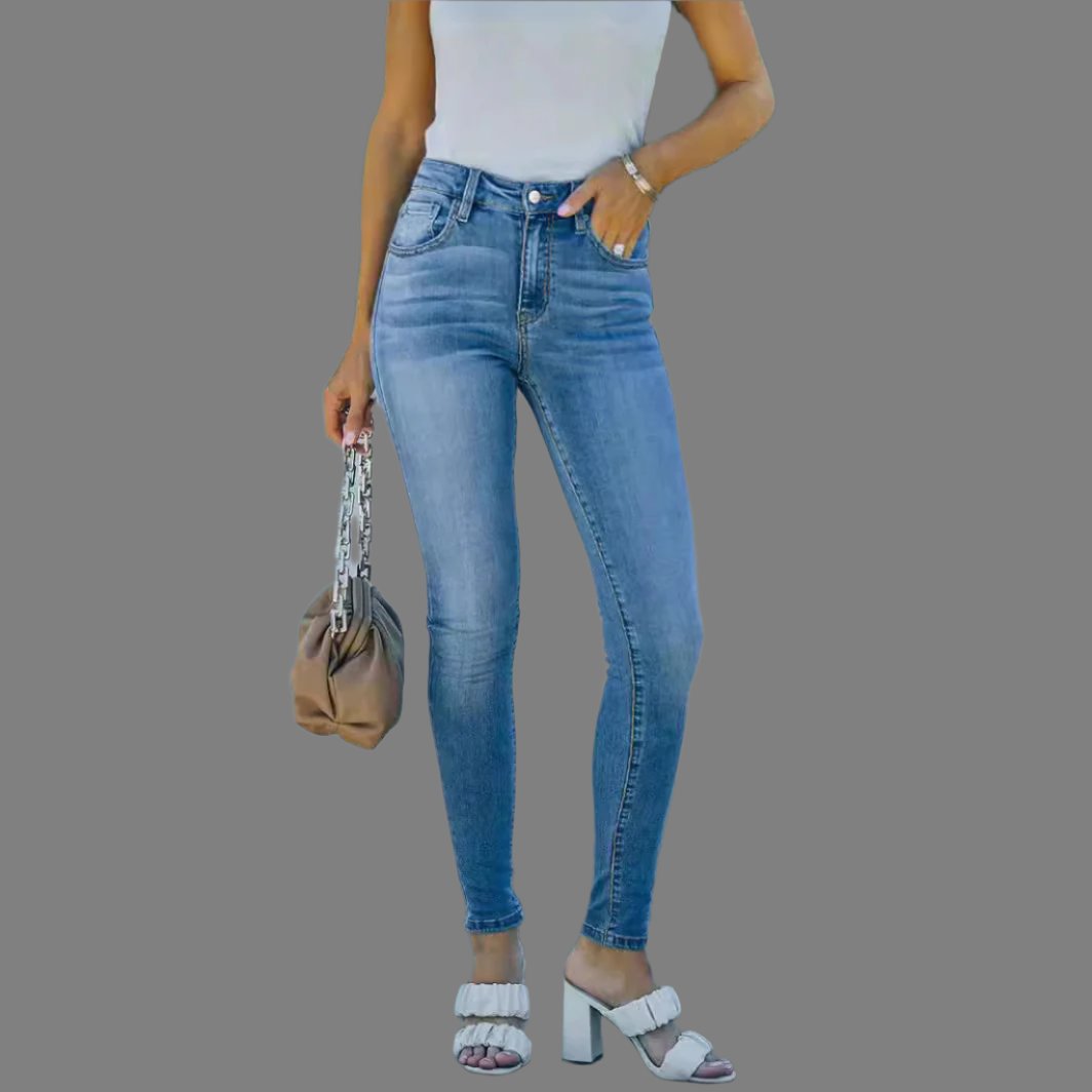 Light Blue Elastic Denim Skinny Pants