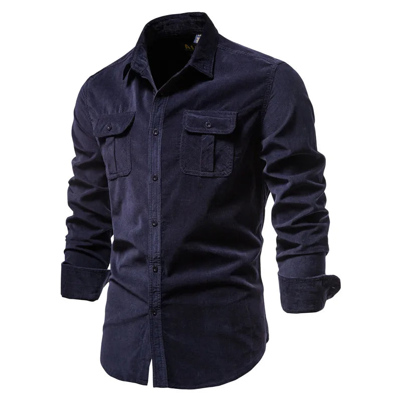 100% Cotton Men's Business Casual Corduroy Shirt