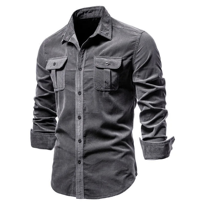 100% Cotton Men's Business Casual Corduroy Shirt