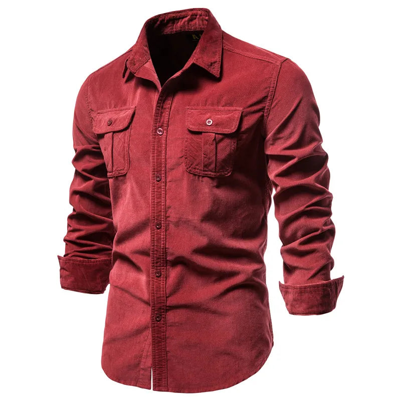 100% Cotton Men's Business Casual Corduroy Shirt