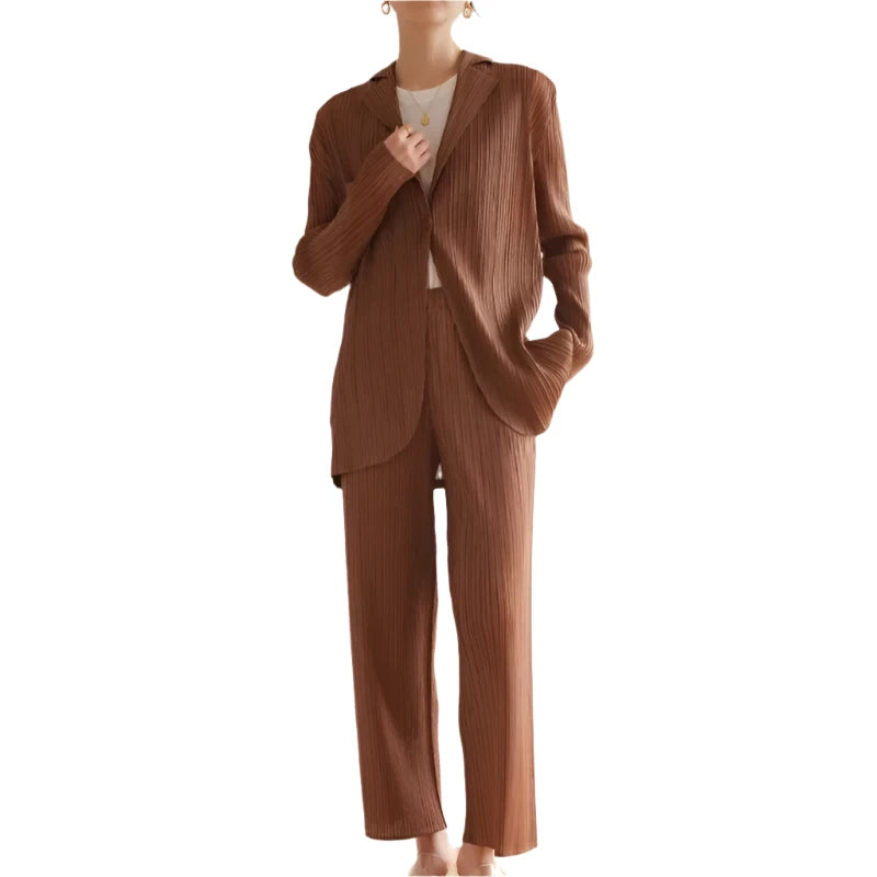 Pleated Retro Blazer Suit