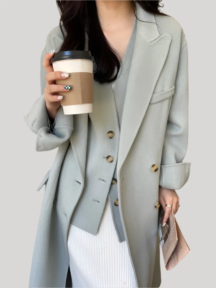 Luxury Double-Sided Cashmere Wool Coat Set