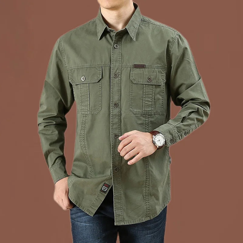 High-Quality Cotton Military cargo shirt