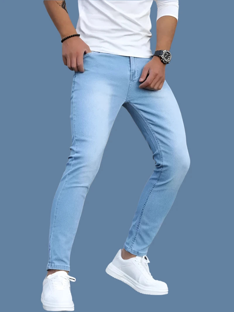 Slim Fit washed zipper stretch jean