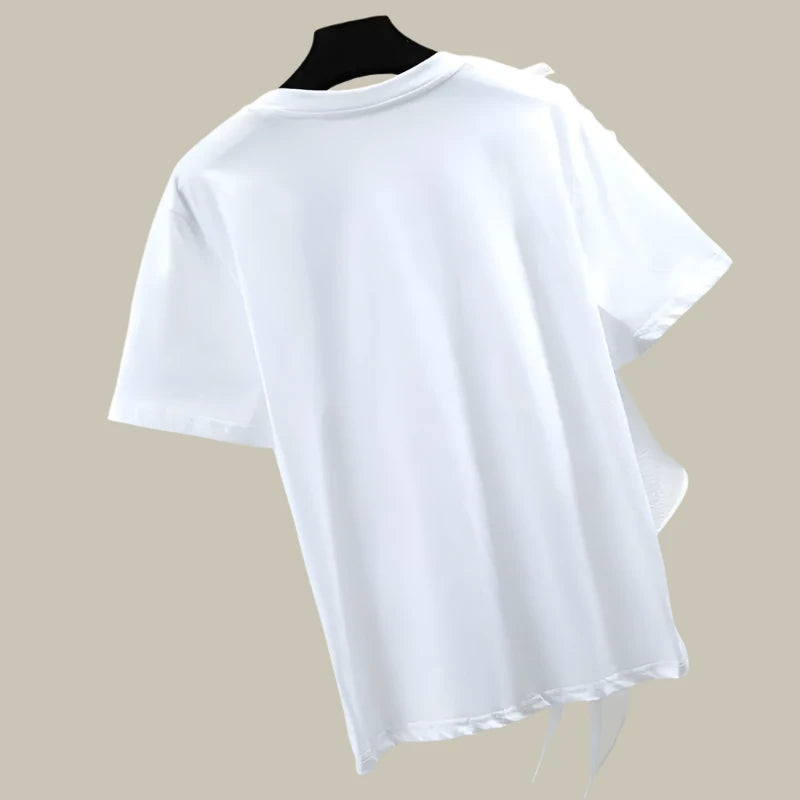 Korean Ruffle Patchwork T-Shirt - Women’s Casual Summer Top