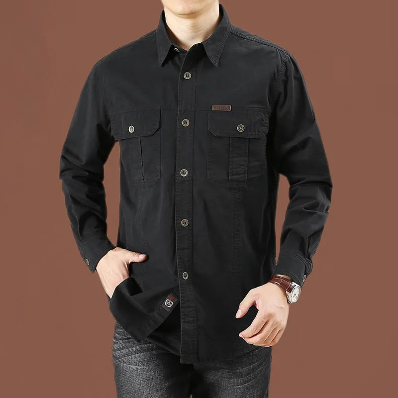 High-Quality Cotton Military cargo shirt