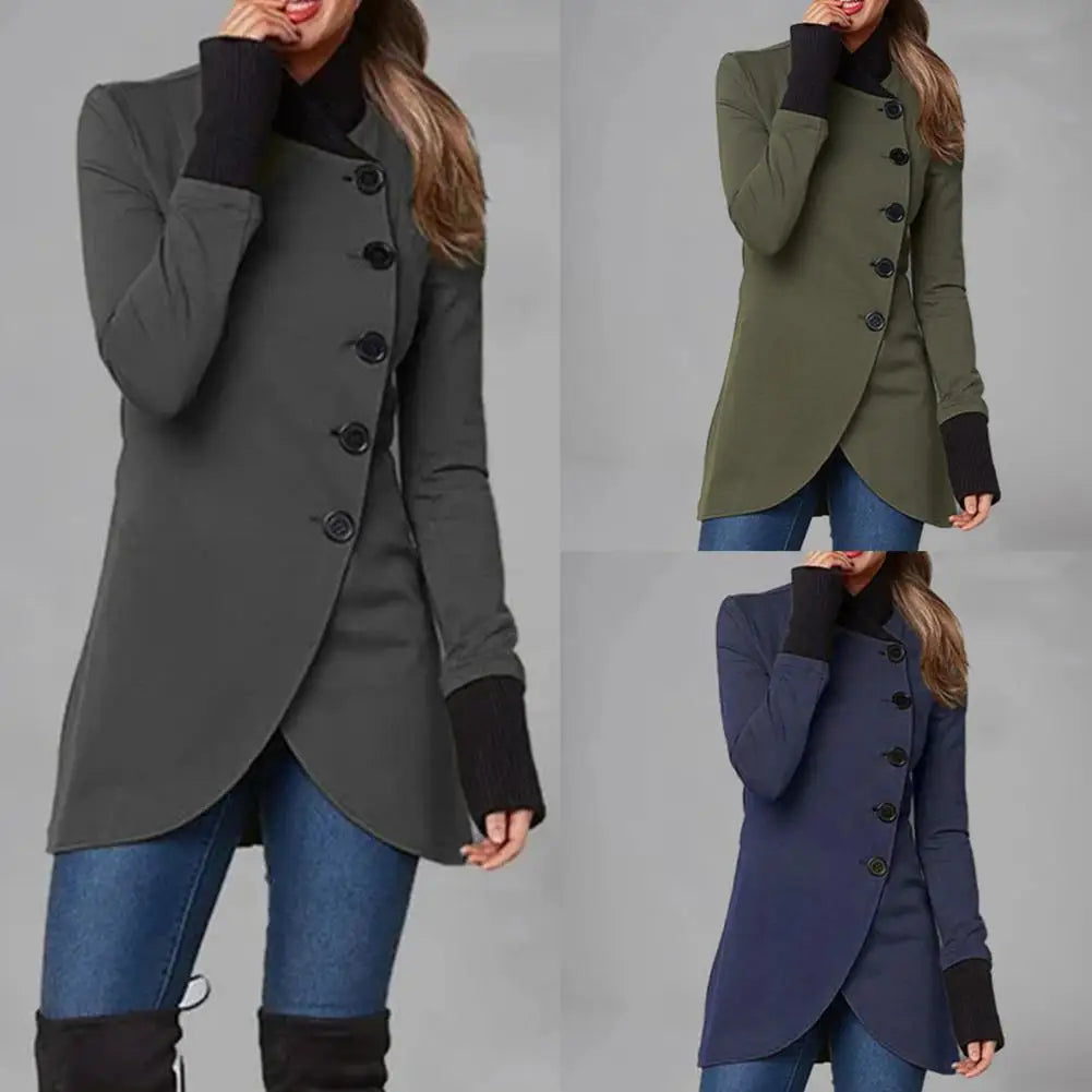 Women's Mid-Length Irregular Hem Winter Overcoat