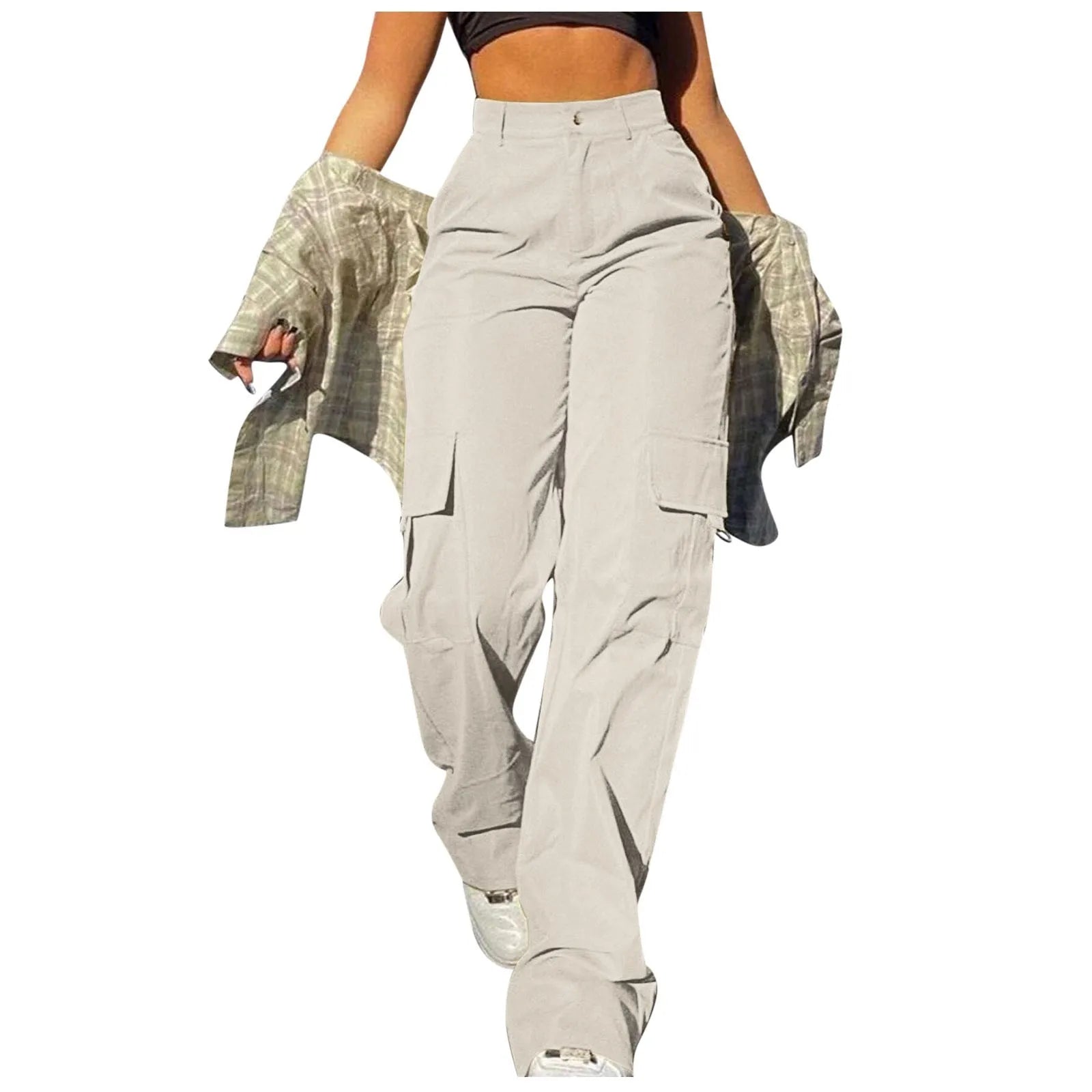 High-Waisted Wide Leg Twill Chino Pants