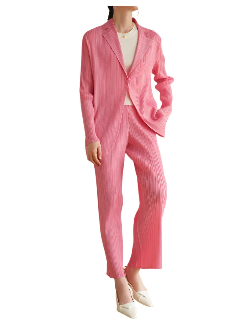 Pleated Retro Blazer Suit