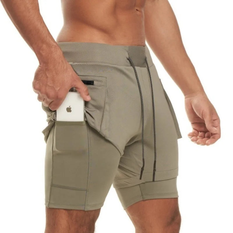 Men Sportswear Double-deck Running Shorts