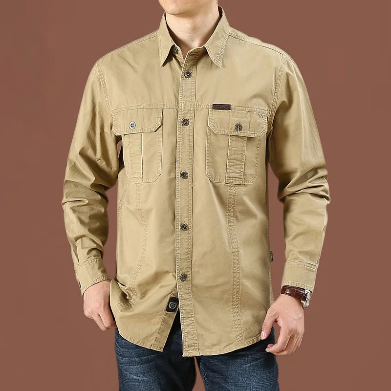 High-Quality Cotton Military cargo shirt