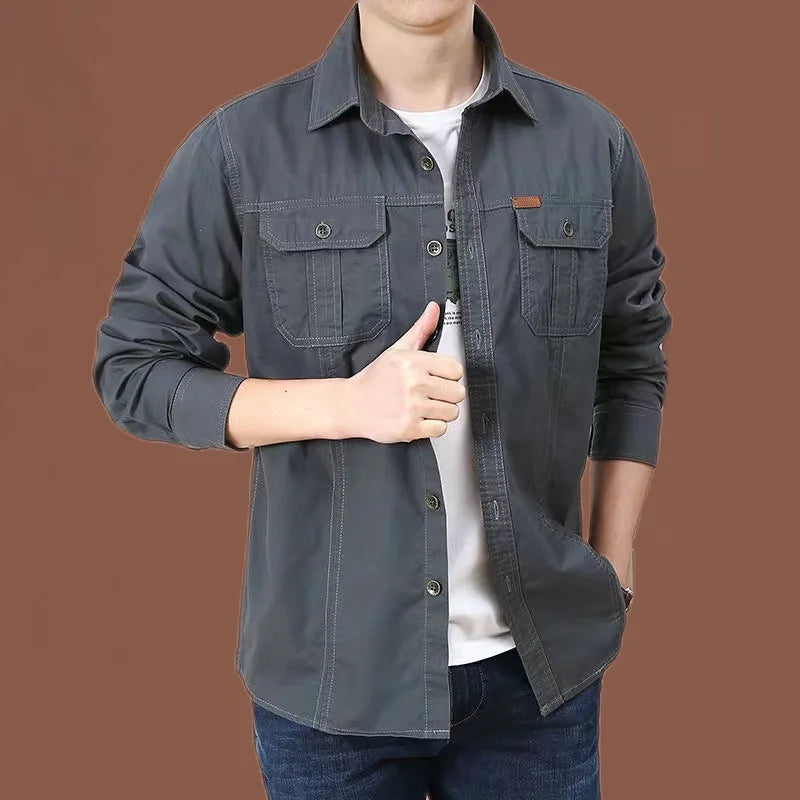 High-Quality Cotton Military cargo shirt