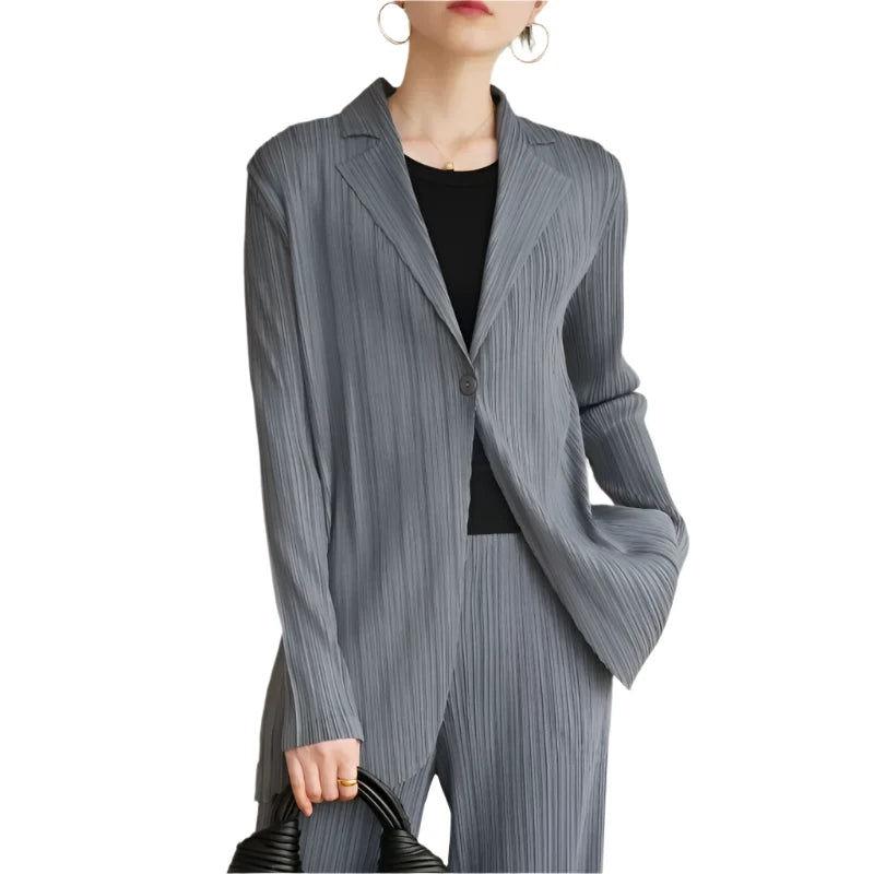 Pleated Retro Blazer Suit