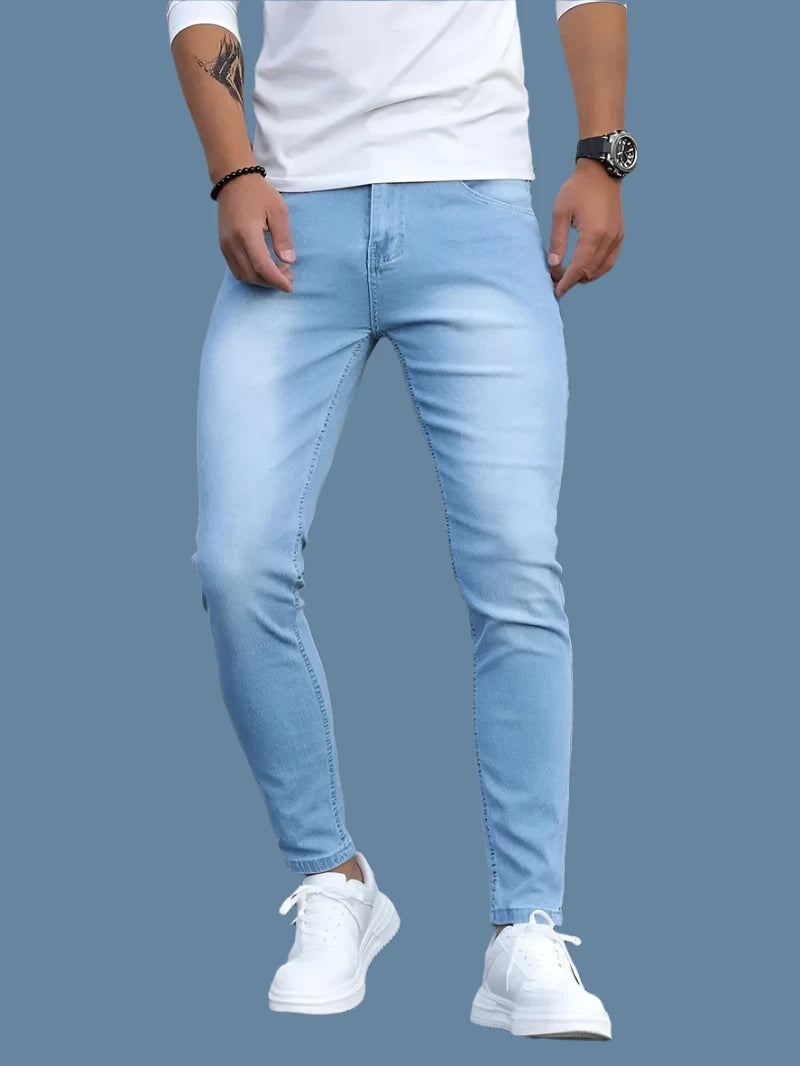 Slim Fit washed zipper stretch jean