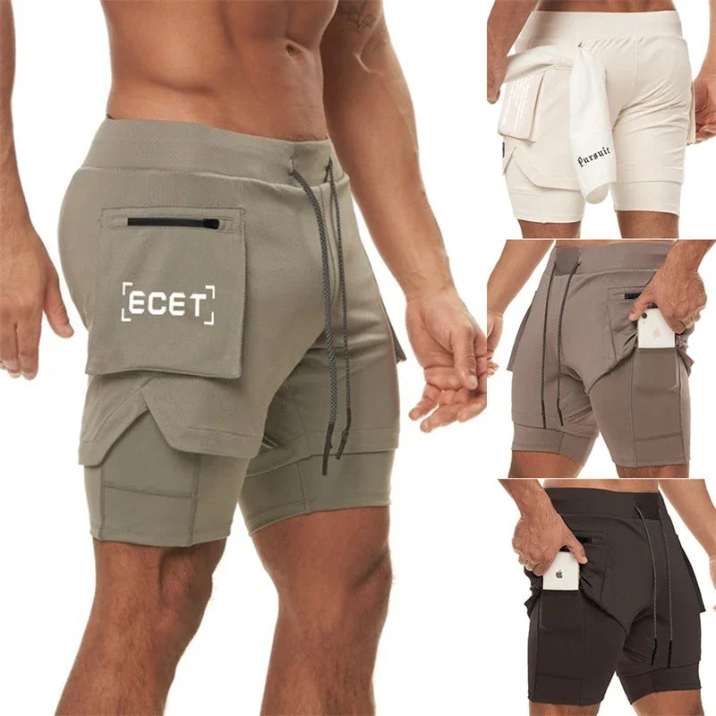 Men Sportswear Double-deck Running Shorts