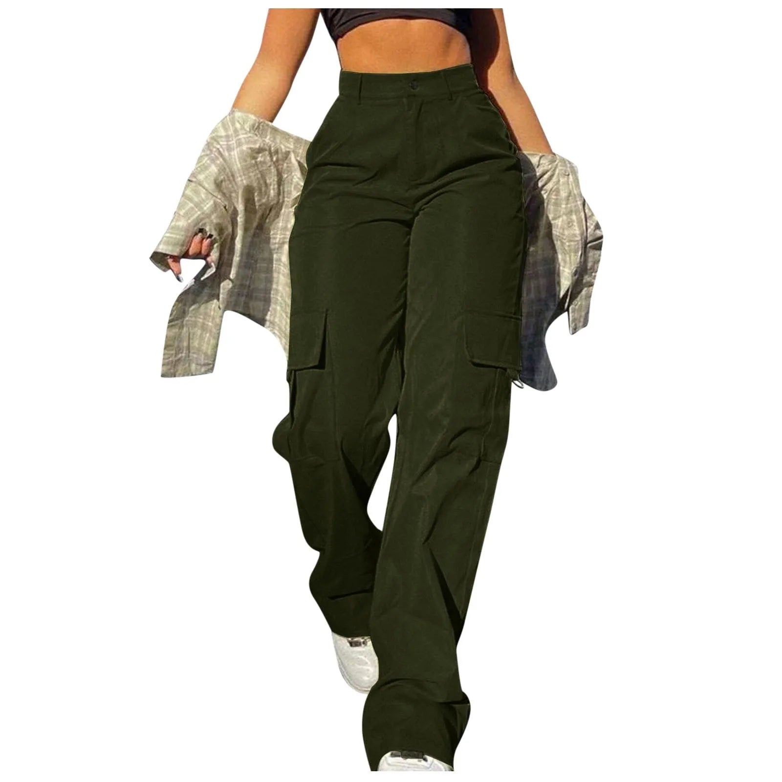 High-Waisted Wide Leg Twill Chino Pants