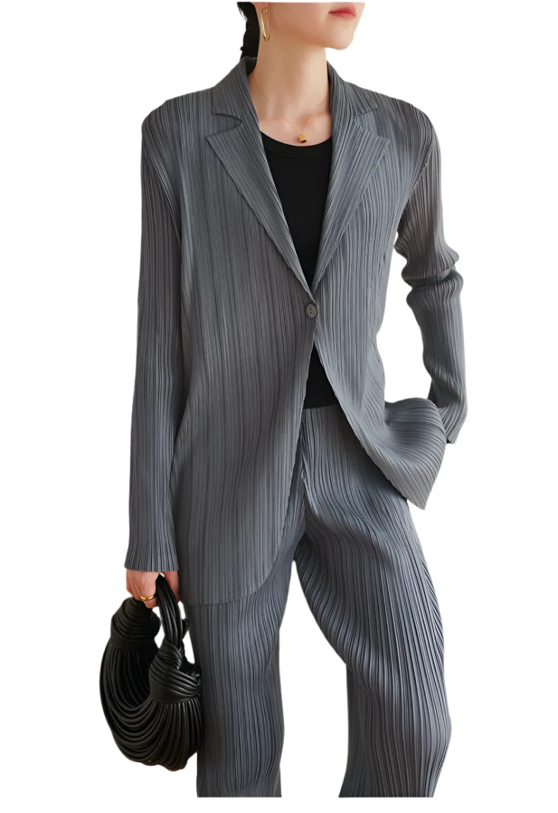 Pleated Retro Blazer Suit