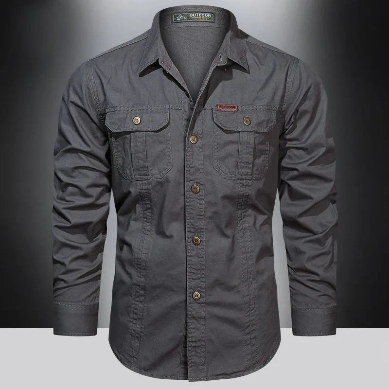 High-Quality Cotton Military cargo shirt