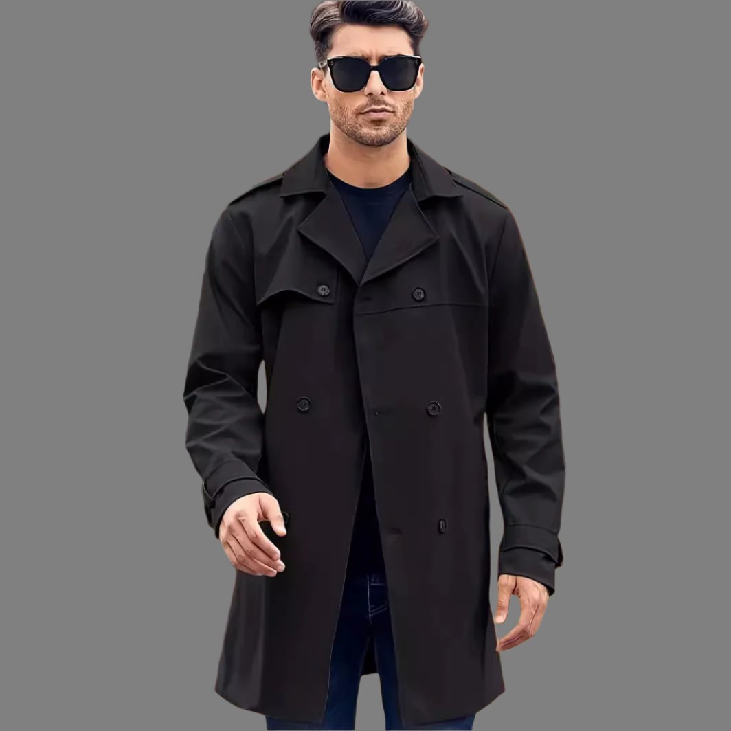 Men's Double-breasted Long-sleeved Lapel Cooked Coat