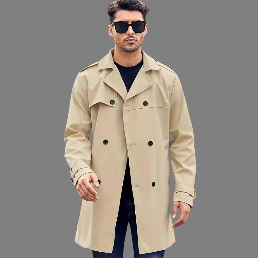 Men's Double-breasted Long-sleeved Lapel Cooked Coat