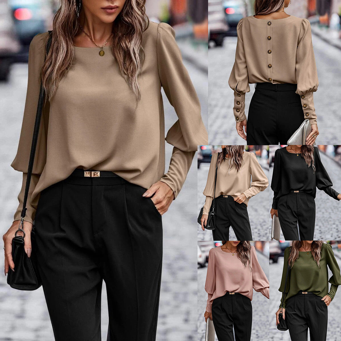 Long Sleeve Button Solid Color Casual Shirt