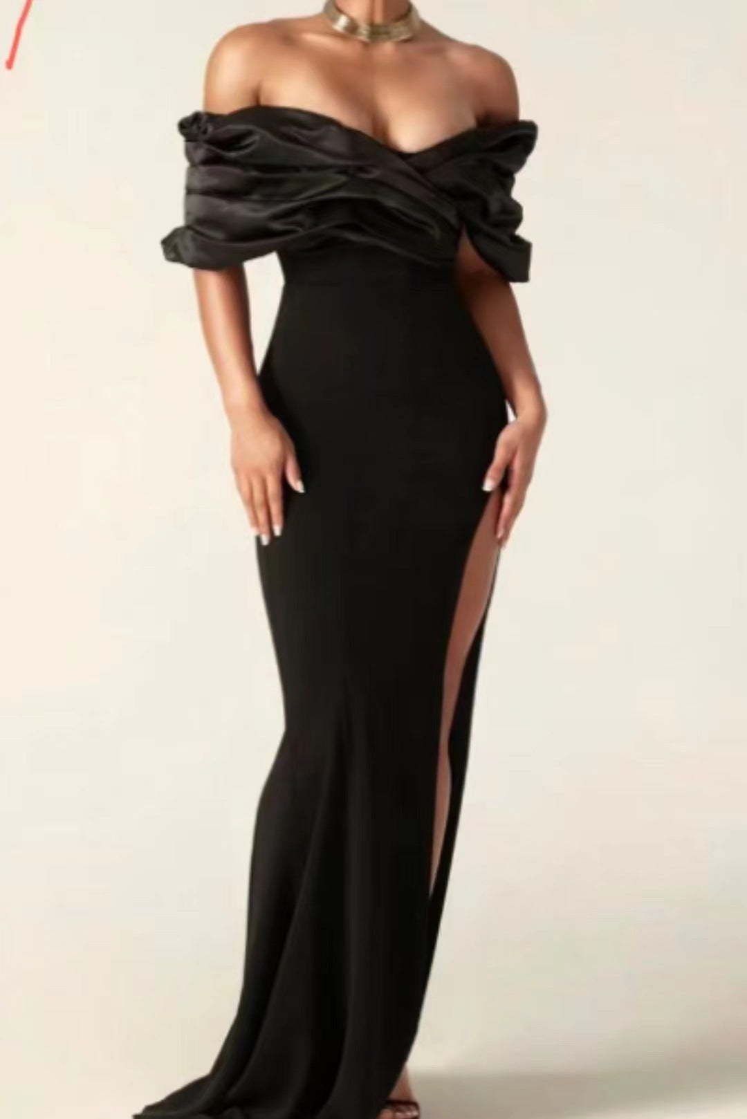 Women's Off-shoulder Split Ruffle Hip Dress