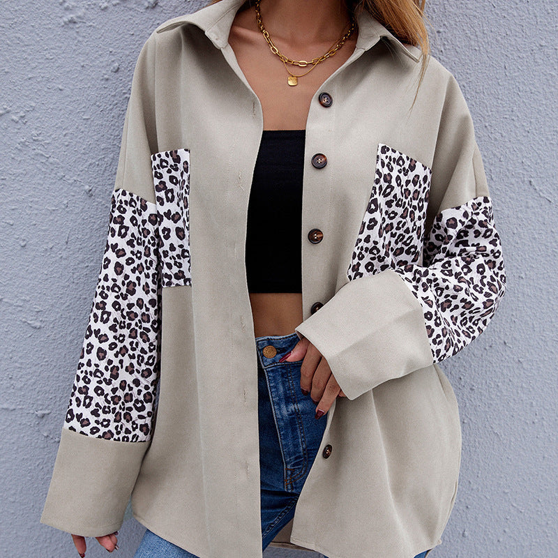 Leopard Print Long-sleeved Cardigan Shirt Women