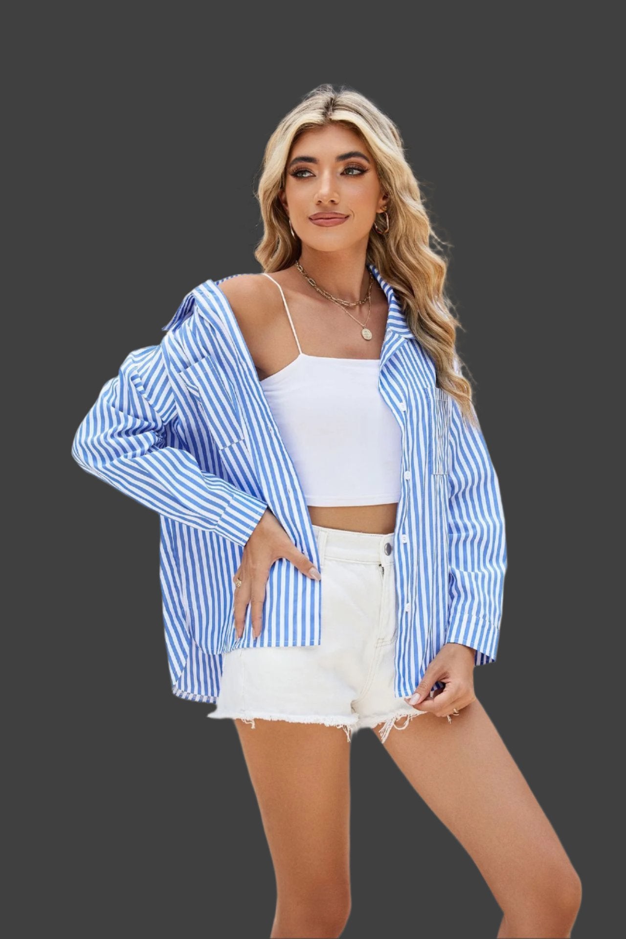 Striped Long Sleeve Shirt With Pockets