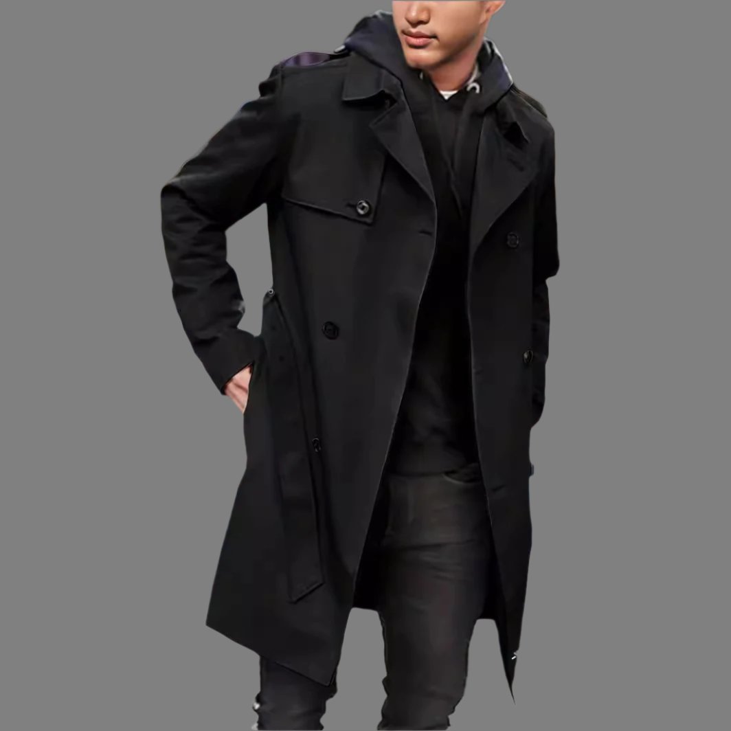 Men's Double-breasted Long-sleeved Lapel Cooked Coat