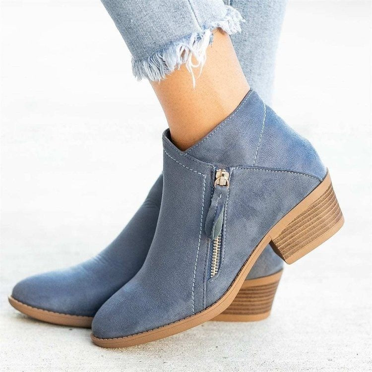 Winter Boots Suede Fashion Women's Shallow Mouth Pointed Nude Boots