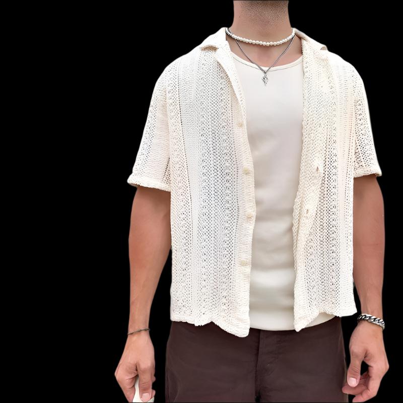 knitted cardigan Hollow Short Sleeve