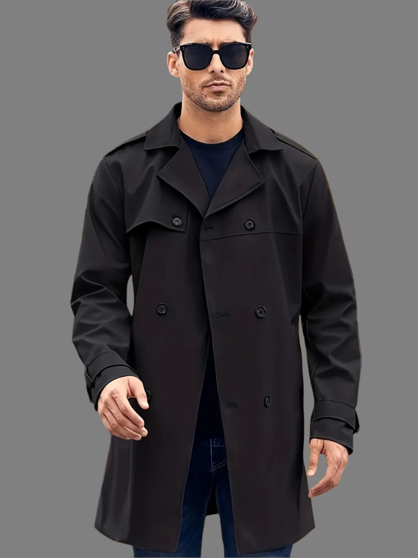 Men's Double-breasted Long-sleeved Lapel Cooked Coat